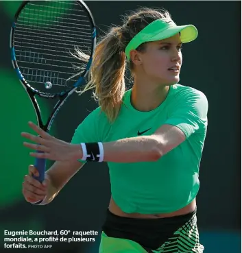  ??  ?? Eugenie Bouchard, 60e raquette mondiale, a profité de plusieurs forfaits.