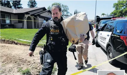  ?? PHOTO: REUTERS ?? Telling samples . . . A police officer removes items in evidence bags from the home of Joseph James DeAngelo, who was arrested this week in connection with the East Area Rapist case in Citrus Heights, California. Right: Joseph James DeAngelo.