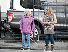  ?? FEDERICO MAGRIN/STUFF ?? Beverley McCulloch, left, and her daughter Halina Sarten, who are both visually impaired, say crossing the road in New Plymouth’s CBD can be dangerous.