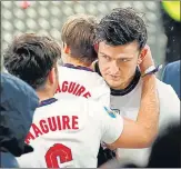  ?? AP ?? England's Harry Maguire with family after Sunday’s final.