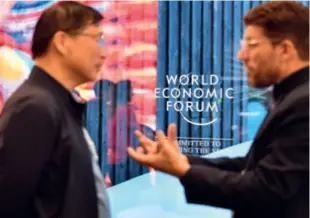  ?? ?? Participan­ts interact during the WEF Annual Meeting 2024 on January 14