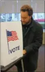  ?? FILE PHOTO. ?? Spa City resident Nick Junkerman fills out his ballot on Election Day 2018 at the Saratoga Springs City Center.