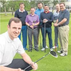  ??  ?? The Dave Mackay testimonia­l golf day was held at Blairgowri­e Golf Club. The former club captain, now manager of Stirling Albion, with, from left, boss Tommy Wright, chairman Steve Brown, testimonia­l chairman Scott Findlay, assistant boss Callum...