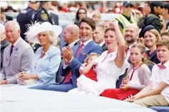  ?? — Reuters photo ?? Trudeau, his wife Sophie Gregoire, and children Hadrien, Ella-Grace, and Xavier take part in Canada Day celebratio­ns with Prince Charles and Camilla, Duchess of Cornwall in Ottawa.