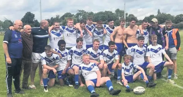  ??  ?? ●●Mayfield Under 16s celebrate their victory in the North West Counties Youth Shield. See inside for match report