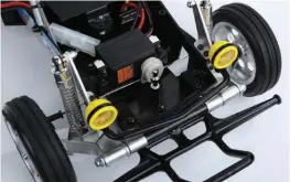 ?? ?? The steering system is simple but it does the trick. Ours uses a KO Propo servo.