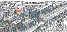  ?? GRAFIK: BAHNSTADT ?? Die Animation zeigt mögliche Ideen zur Neugestalt­ung des Opladener Bahnhofsqu­artiers auf der Westseite der Gleise.