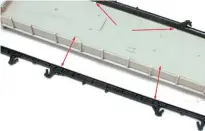  ??  ?? The solebars will fit neatly with mould lines removed. Fit them against the moulded guides on the underside of the floor.