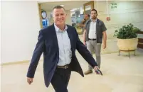  ?? (Yonatan Sindel/Flash90) ?? KNESSET SPEAKER Yuli Edelstein arrives at a meeting there earlier this month.