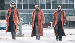  ?? KYLE KAPLAN THE ASSOCIATED PRESS ?? Usher, left, with Samuel L. Jackson and Richard Roundtree — who have each played the titular role — while filming the new Shaft. Usher says both his co-stars are generous “actors’ actors.”