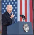  ?? JOVANNY HERNANDEZ/MILWAUKEE JOURNAL SENTINEL ?? President Joe Biden speaks at the Wisconsin Black Chamber of Commerce on Wednesday December 20, 2023 in Milwaukee, Wis.