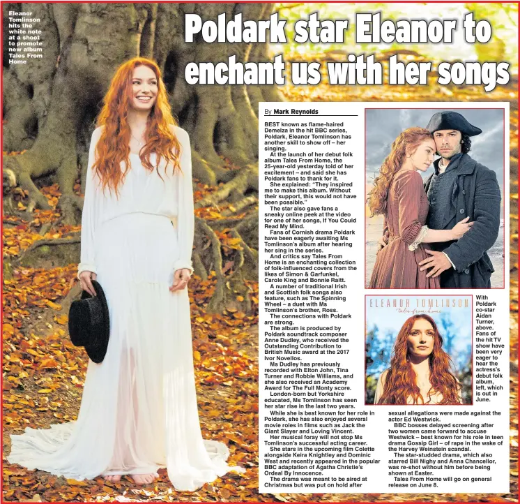  ??  ?? Eleanor Tomlinson hits the white note at a shoot to promote new album Tales From Home