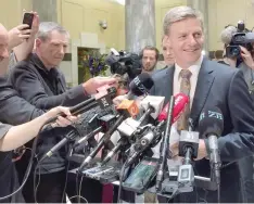  ?? Reuters ?? New Zealand Finance Minister and Deputy Prime Minister Bill English speaks to members of the media in Wellington. —