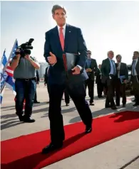  ?? AP file ?? John Kerry walks towards his plane after holding a meeting with Benjamin Netanyahu in Tel Aviv, Israel. —