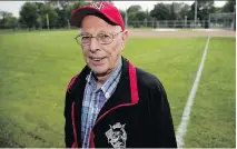  ?? ALLEN MCINNIS ?? Longtime Notre-Dame-de-Grâce baseball volunteer Lionel Geller, 79, walks the Loyola 2 baseball field, which will be renamed after him during a ceremony Saturday at Loyola Park.