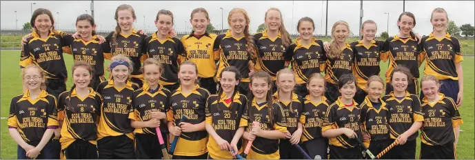  ??  ?? The Kilrush girls who retained their Roinn ‘A’ crown and collected a Rackard League title for the third year on the trot.