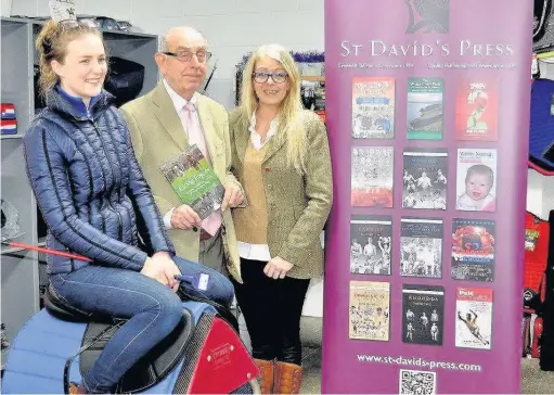  ?? ALUN SEDGMORE ?? From left, Charly Prichard, Brian Lee and Rae Jones, owner of Complete Equestrian, Caerphilly, at the launch of Brian Lee’s book Racing Rogues: The Scams, Scandals and Gambles of Horse Racing in Wales