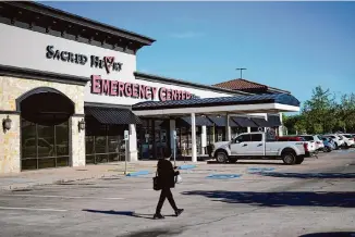  ?? David J. Phillip/Associated Press ?? Sacred Heart Emergency Center in west Houston is accused of turning away a pregnant woman who then miscarried in the ER’s lobby restroom in September 2022.