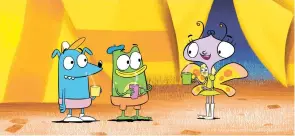  ?? LATW PRODUCTION­S INC./PBS VIA AP ?? From left are characters in PBS’ new children’s series, Let’s Go Luna!: Leo the wombat, Andy the frog and Carmen the butterfly.