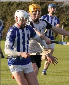  ??  ?? Pádraig Bailey about to be challenged by Andy Dunphy.