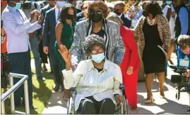  ?? VASHA HUNT / AP ?? Claudette Colvin arrives outside juvenile court to file paperwork to have her juvenile record expunged on Tuesday in Montgomery, Ala. She was arrested for not giving up her seat on a bus in 1955. Her sister Mary Russell is assisting her.