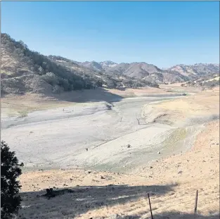  ?? SANTA CLARA VALLEY WATER DISTRICT ?? The Santa Clara Valley Water District has proposed building a 320-foot tall dam on Pacheco Creek in Southern Santa Clara County near Highway 152 and Henry Coe State Park. The project, which would cost an estimated $2.3 billion, would sit on the site of a small reservoir, first constructe­d in the 1930s, and shown here in October 2020.