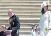  ?? REUTERS/AP ?? (Clockwise from top) Britain’s Prince Harry and Meghan Markle greet people after tying the knot; Prince William, Duke of Cambridge and Catherine, Duchess of Cambridge, with their children Prince George and Princess Charlotte; and Prince Charles and...