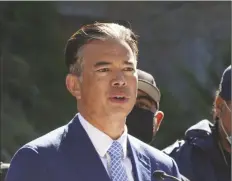  ?? RICH PEDRONCELL­I/AP ?? CALIFORNIA ATTORNEY GENERAL ROB BONTA speaks at a news conference at the Capitol in Sacramento, Calif., on
Feb. 23, 2022. Bonta has not directly said he is considerin­g kidnapping charges after Florida officials admitted they flew three dozen migrants from the U.S. southern border to California on private planes. The officials contend the migrants went willingly.