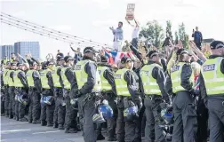  ??  ?? OUT IN FORCE A Republican march causes disruption on Saturday