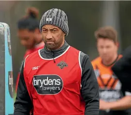  ??  ?? Benji Marshall, pictured at a Wests Tigers training session this week, could be looking at Super League, according to an English report.