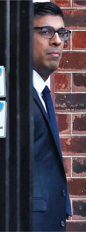  ?? ?? Under fire: Rishi Sunak leaving Downing Street yesterday