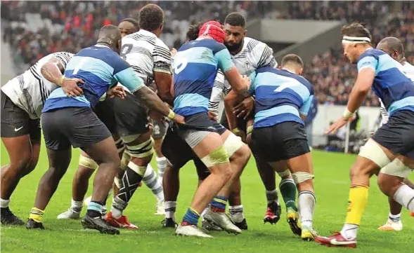  ?? Photo: Supplied ?? Rugby action between the Flying Fijians and the French Barbarians at Lille, France, on November 20, 2022.