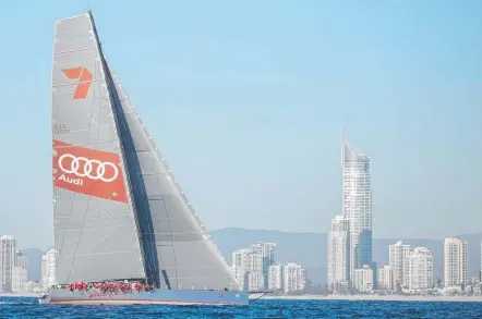  ??  ?? Sydney to Gold Coast yacht race winner Wild Oats XI enters the Broadwater on Monday.