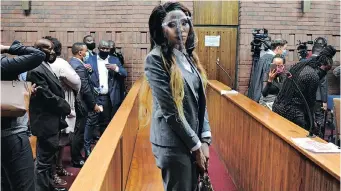 ?? MOKOENA African News Agency (ANA)
|
OUPA ?? NORMA Mngoma appearing at the Pretoria Magistrate’s Court on charges of malicious damage to property and crimen injuria.