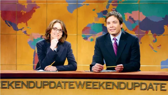  ?? (Sipa) ?? Tina Fey and Jimmy Fallon in the "Weekend Update" segment on "Saturday Night Live," in 2003.