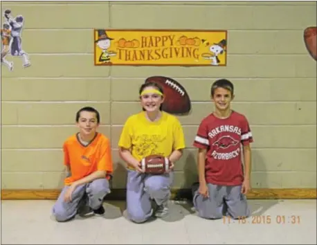  ??  ?? Fifth through eighth-grade students at Our Lady of Angels School participat­ed in the annual Turkey Bowl. Fifth- and sixth-grade students competed against one another as did the seventh and eighth grades. It was a fun-filled day and everyone enjoyed the...