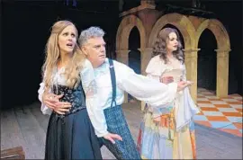  ?? Tania Thompson ?? SUSANNAH ROGERS, left, Martin Kildare and Sierra Jolene appear in South Coast Repertory’s production of Amy Freed’s “Shrew!” on the Segerstrom Stage.