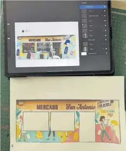  ?? EL PERIÓDICO ?? Los bocetos que ha diseñado Vera Galindo para el mercado de San Antonio.