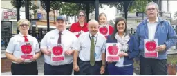  ??  ?? Staff from Wilkos, McDonalds and County Square joined partnershi­p manager Rebecca Molloy in the town centre to launch the Child Safe scheme