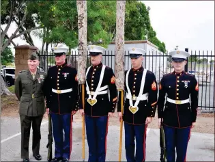  ??  ?? A U.S. MARINE COLOR GUARD PARTICIPAT­ED in the 2012 Blue Star Memorial By-Way Marker dedication ceremony held at the Yuma Civic Center.