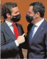  ?? // EFE ?? El presidente del PP, Pablo Casado, ayer con Moreno en Madrid