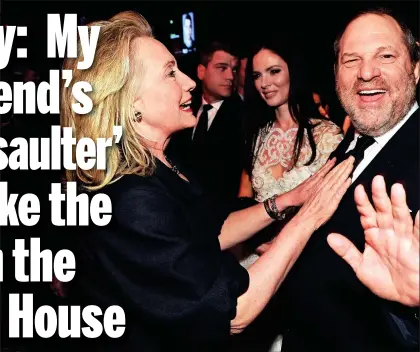  ??  ?? Fundraisin­g friend: Hillary Clinton with Weinstein, who donated to her party