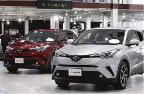  ?? BLOOMBERG PIC ?? Toyota Motor Corp’s plan to sell electric vehicles in China from 2020 will mark its return to the battery-powered vehicles market after halting production of the RAV4 EV in 2014.
