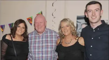  ??  ?? Amy, Niall, Linda and Dean O’Donnell at Niall’s 50th birthday party in the Clans clubroms.