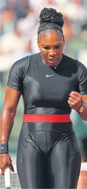  ??  ?? BACK IN BLACK: Serena Williams through in straight sets at the French Open