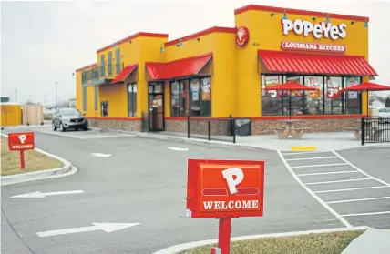  ?? BLOOMBERG ?? Popeye’s Louisiana Kitchen restaurant stands in Jeffersonv­ille, Indiana on Tuesday.