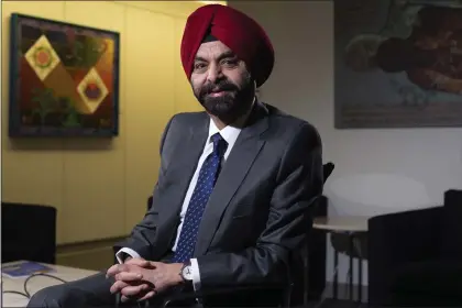 ?? JACQUELYN MARTIN — THE ASSOCIATED PRESS ?? World Bank President Ajay Banga poses for a portrait after an interview with The Associated Press, Tuesday, April 16, 2024, at the World Bank in Washington.