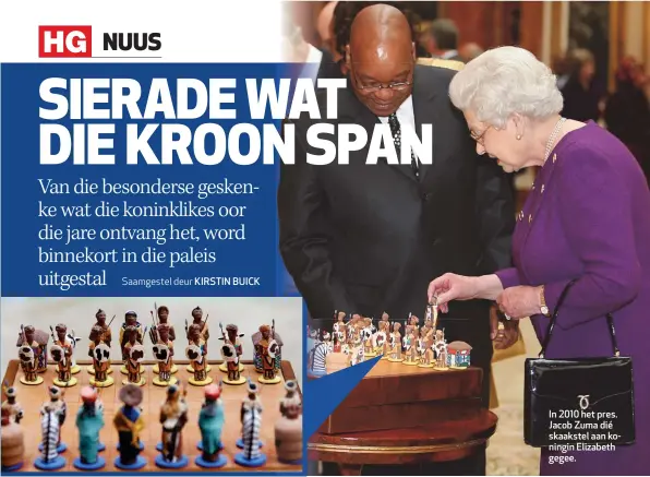  ??  ?? In 2010 het pres. Jacob Zuma dié skaakstel aan koningin Elizabeth gegee.