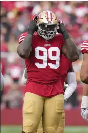  ?? GODOFREDO A. VÁSQUEZ — THE ASSOCIATED PRESS ?? Defensive tackle Javon Kinlaw has played three seasons with the 49ers, but by adding Javon Hargrave, Kinlaw's future with the 49ers is now in question.