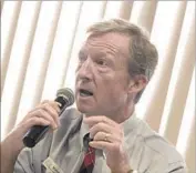  ?? Brian van der Brug Los Angeles Times ?? TOM STEYER’S political strategy is said to mirror his business approach — where to get the best return.